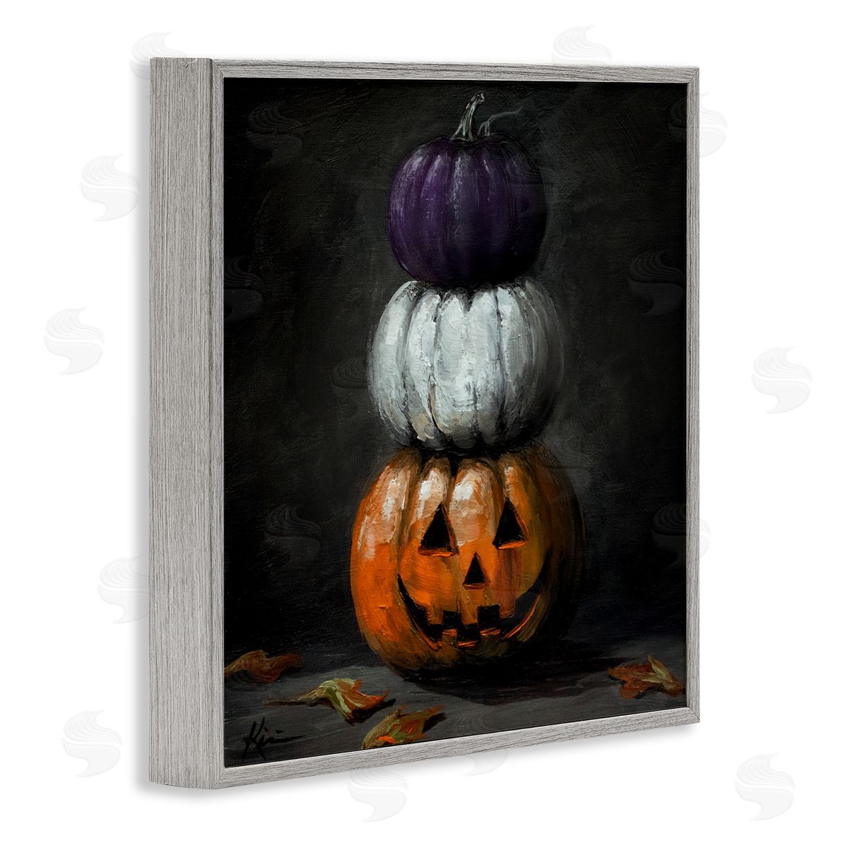 Lindsay Kivi Fine Art Vintage Halloween Pumpkin Stack Canvas Wall Art Print