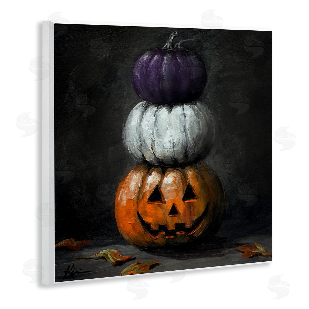 Lindsay Kivi Fine Art Vintage Halloween Pumpkin Stack Canvas Wall Art Print