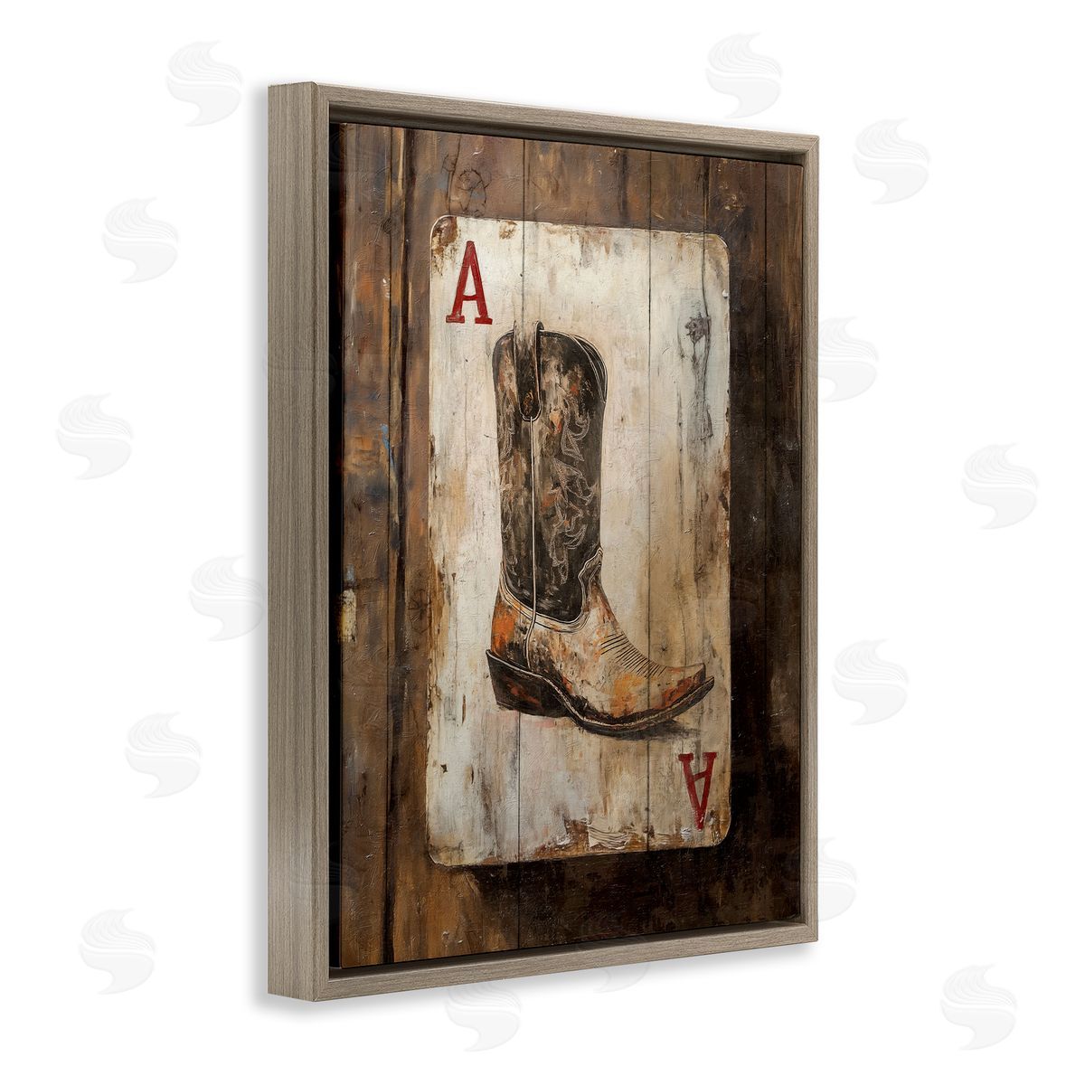 Nina Blue Western Rustic Playing Card Canvas Wall Art Print