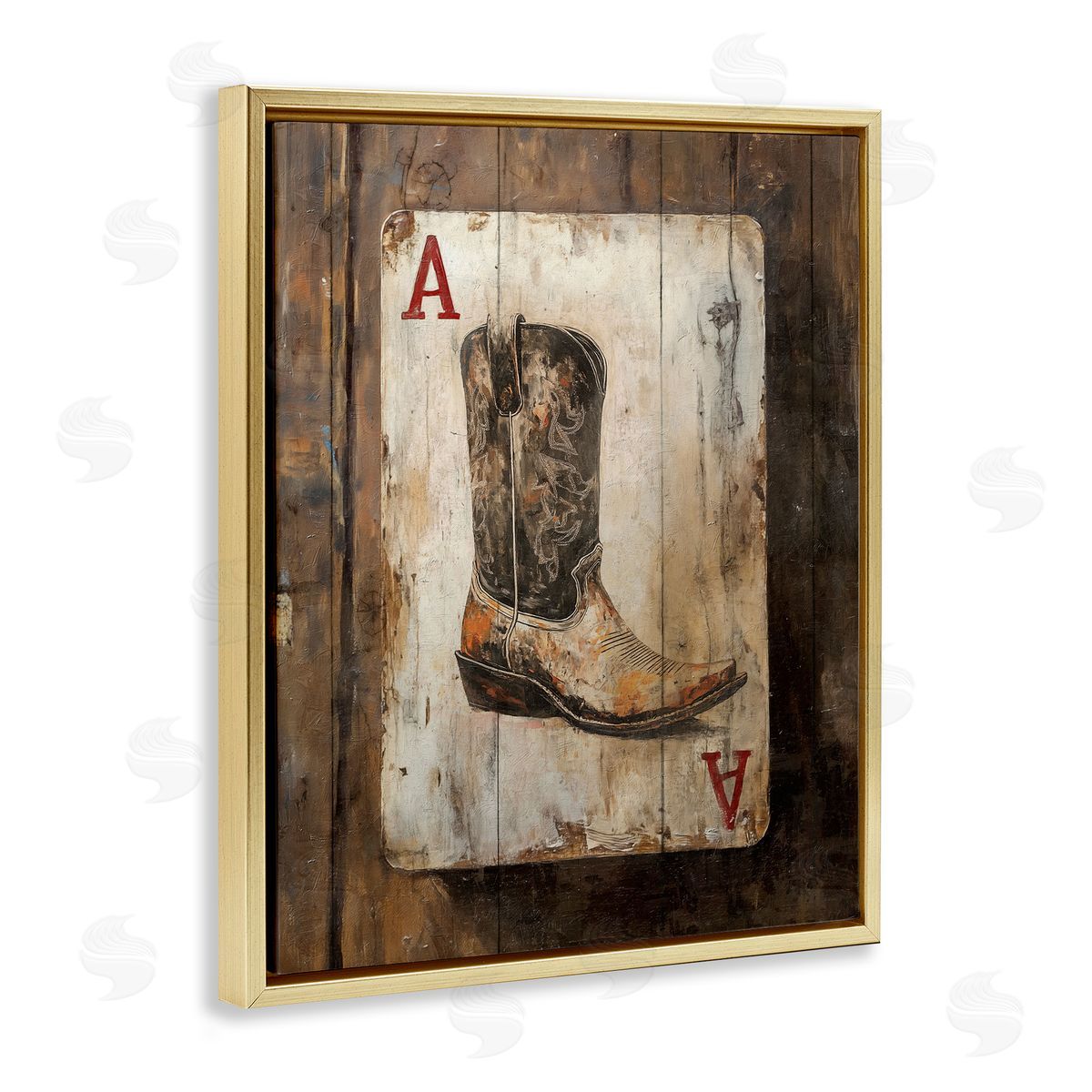 Nina Blue Western Rustic Playing Card Canvas Wall Art Print