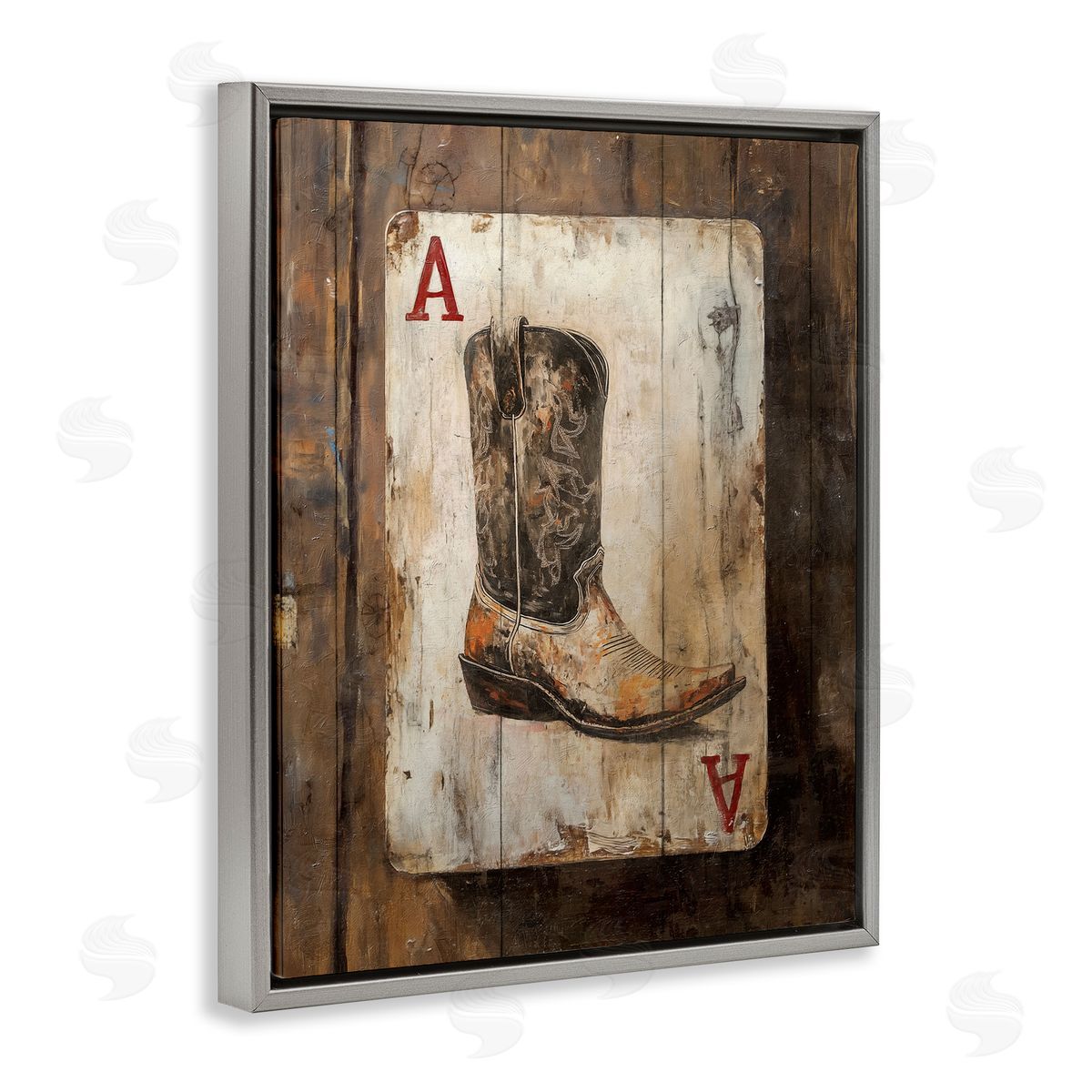 Nina Blue Western Rustic Playing Card Canvas Wall Art Print