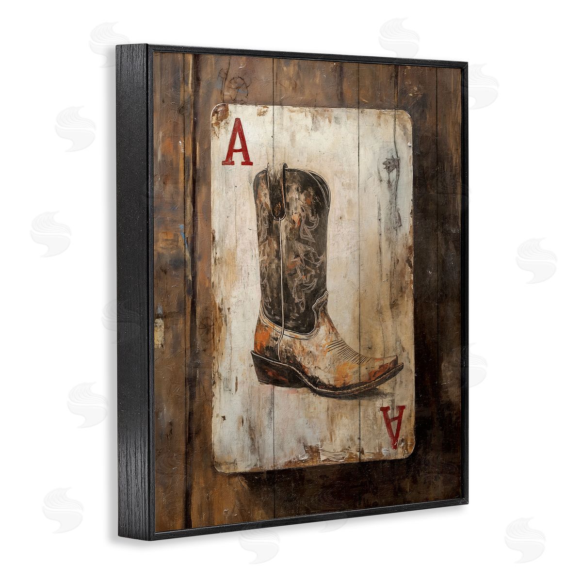 Nina Blue Western Rustic Playing Card Canvas Wall Art Print