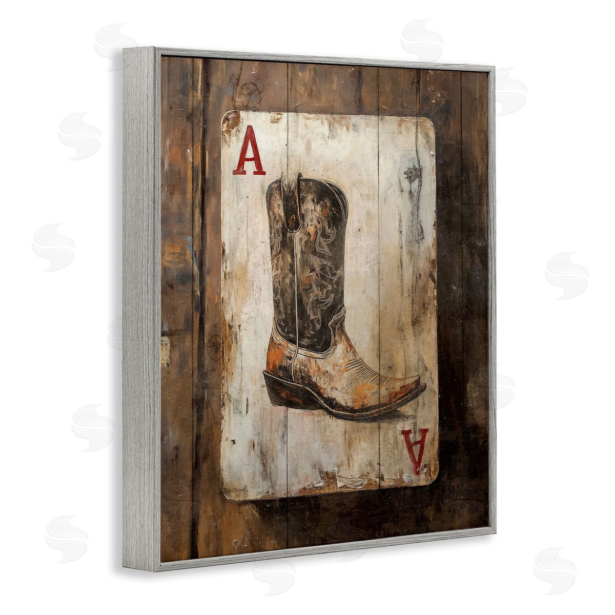 Nina Blue Western Rustic Playing Card Canvas Wall Art Print