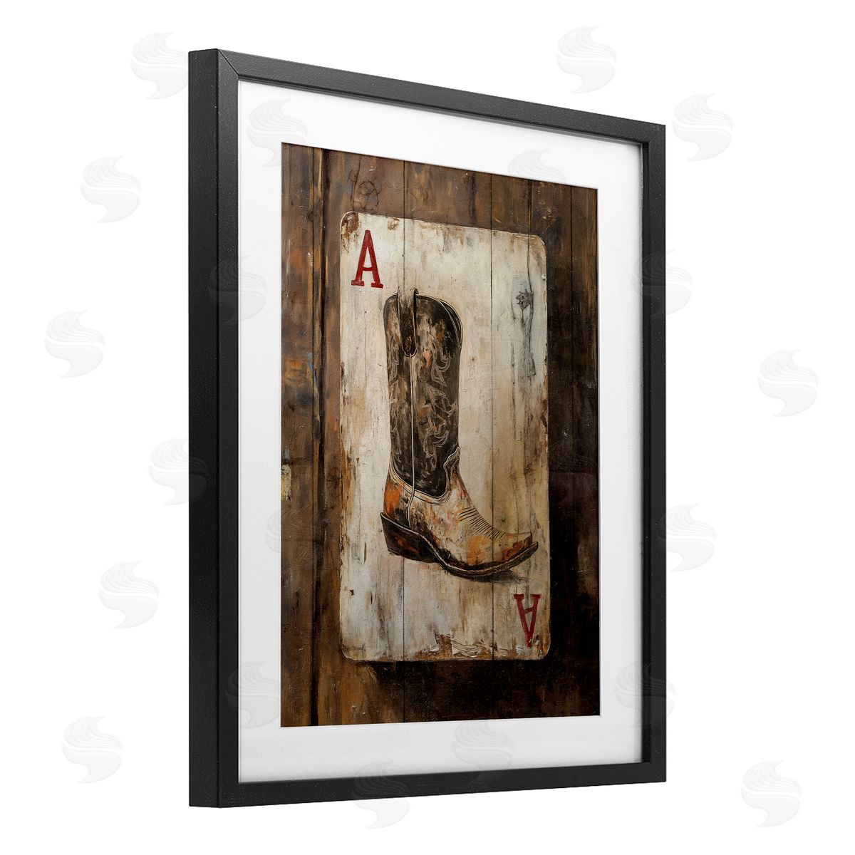 Nina Blue Western Rustic Playing Card Canvas Wall Art Print