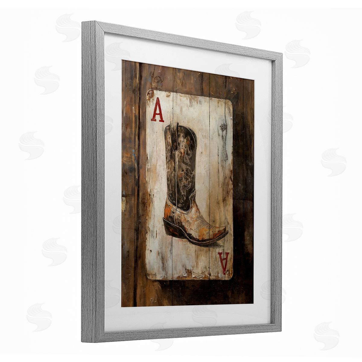 Nina Blue Western Rustic Playing Card Canvas Wall Art Print