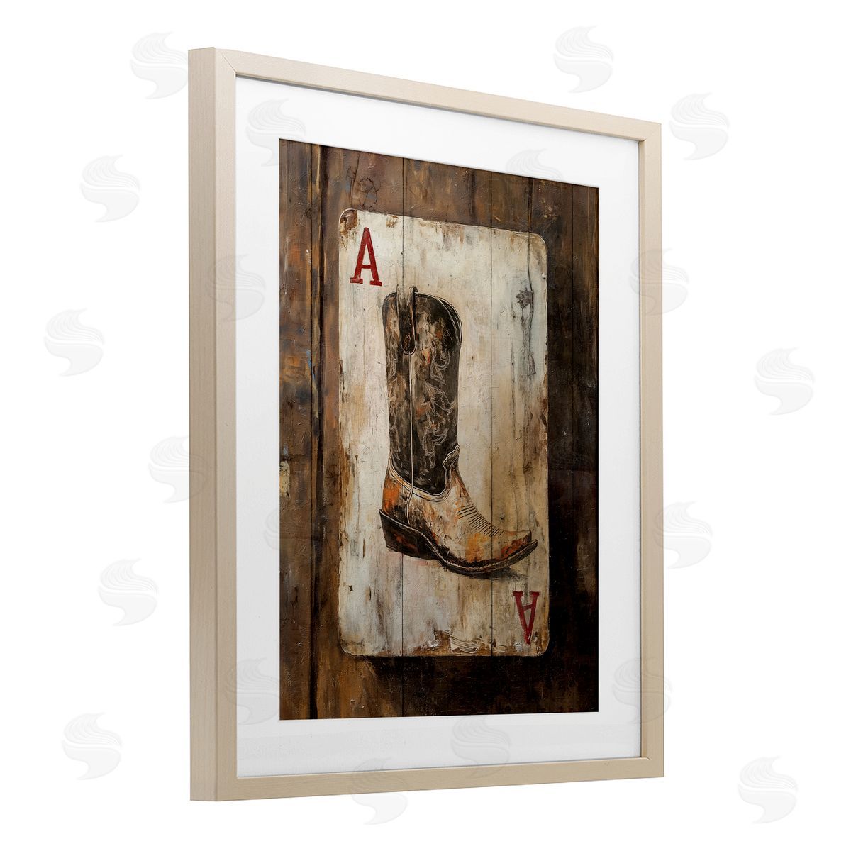 Nina Blue Western Rustic Playing Card Canvas Wall Art Print