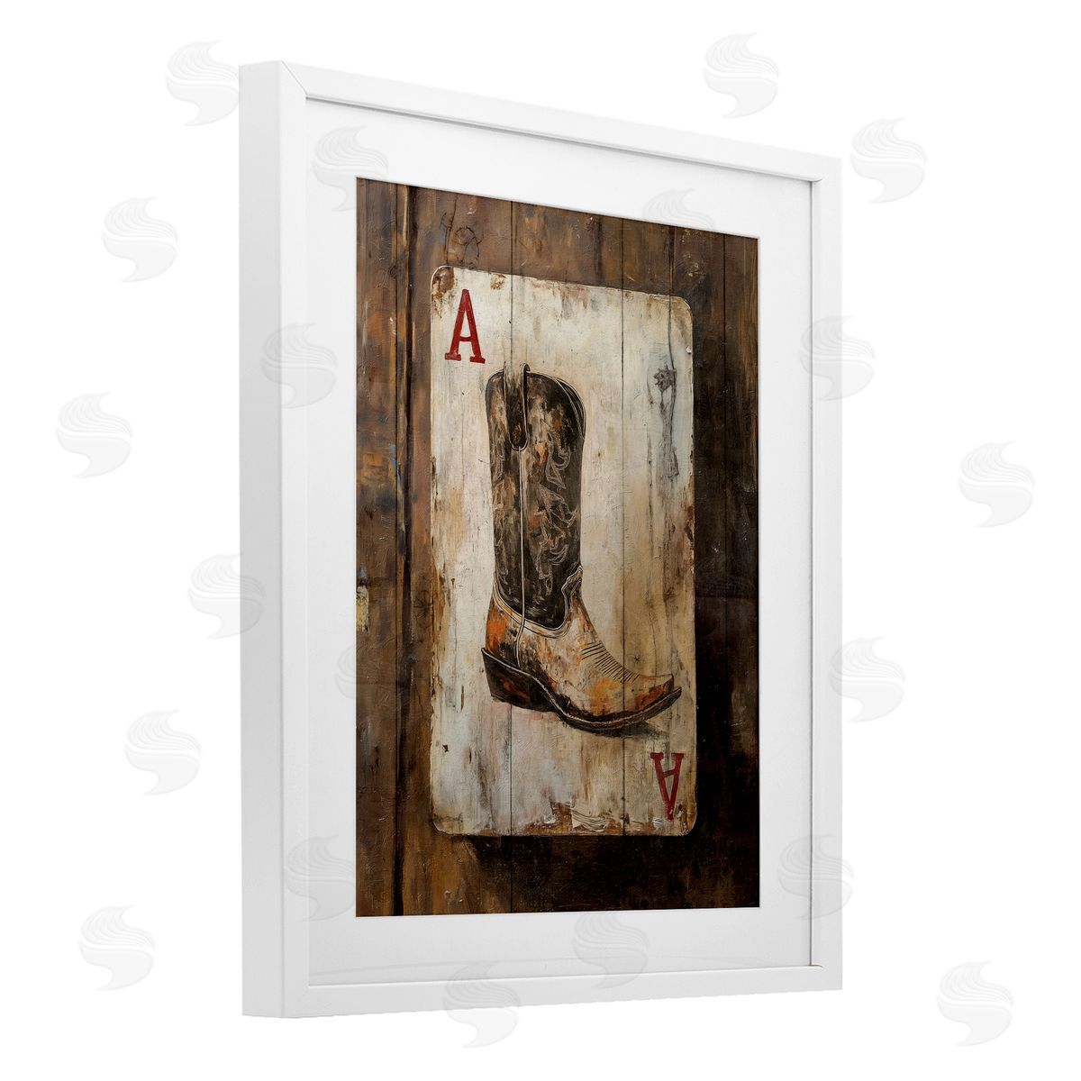 Nina Blue Western Rustic Playing Card Canvas Wall Art Print