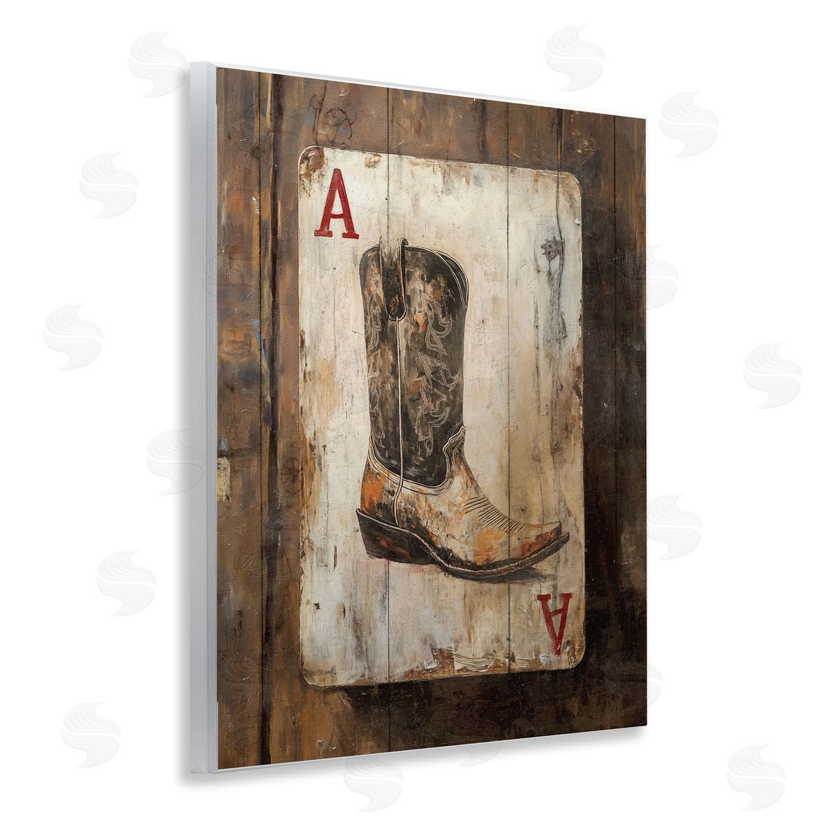 Nina Blue Western Rustic Playing Card Canvas Wall Art Print