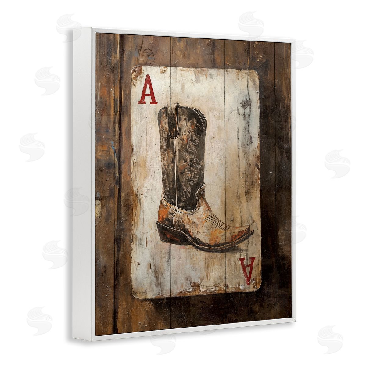 Nina Blue Western Rustic Playing Card Canvas Wall Art Print