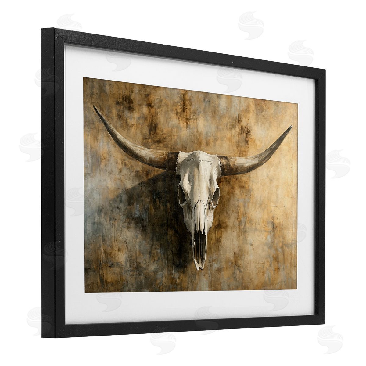 Nina Blue Vintage Cow Skull Rustic Canvas Wall Art Print