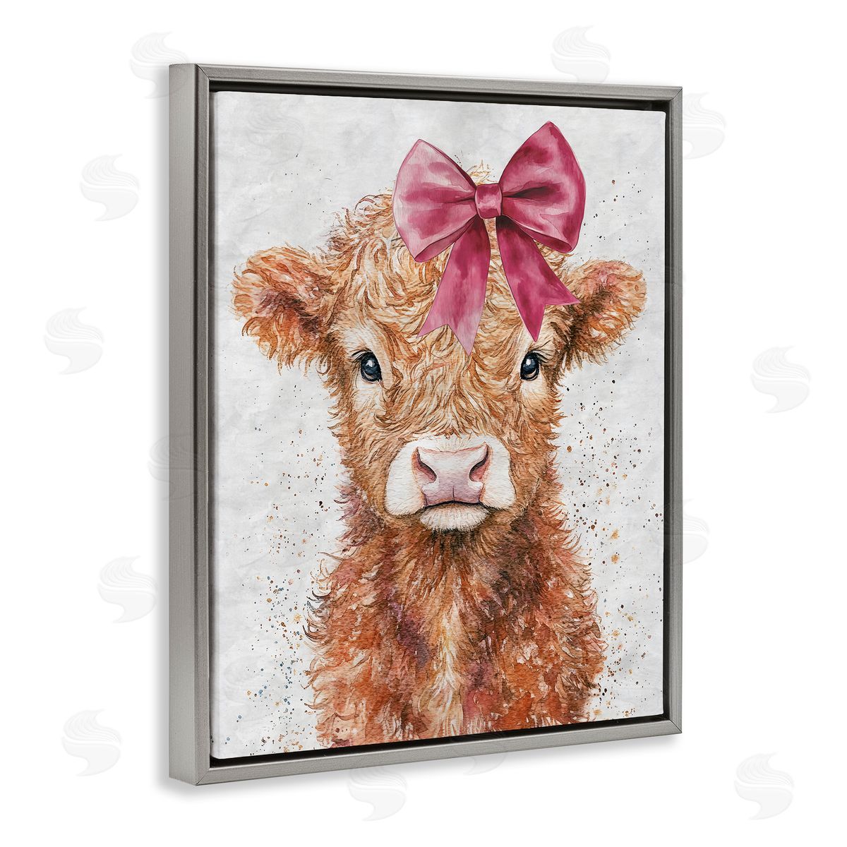 Nina Blue Coquette Highland Cow Canvas Wall Art Print
