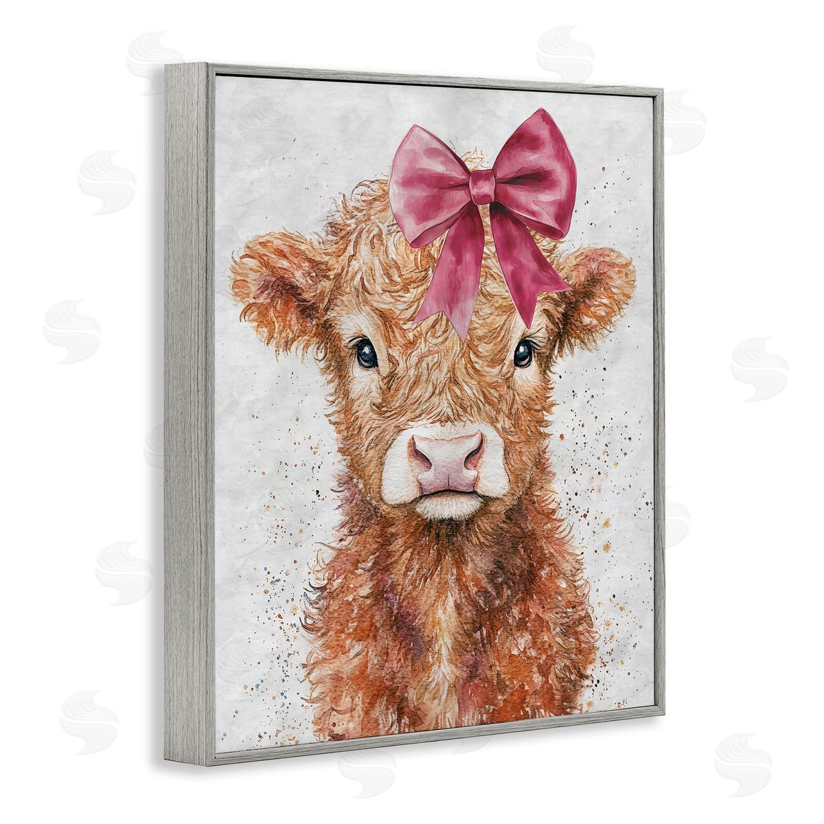 Nina Blue Coquette Highland Cow Canvas Wall Art Print