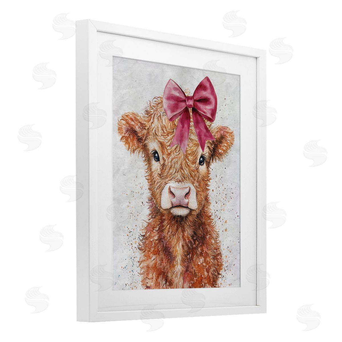 Nina Blue Coquette Highland Cow Canvas Wall Art Print