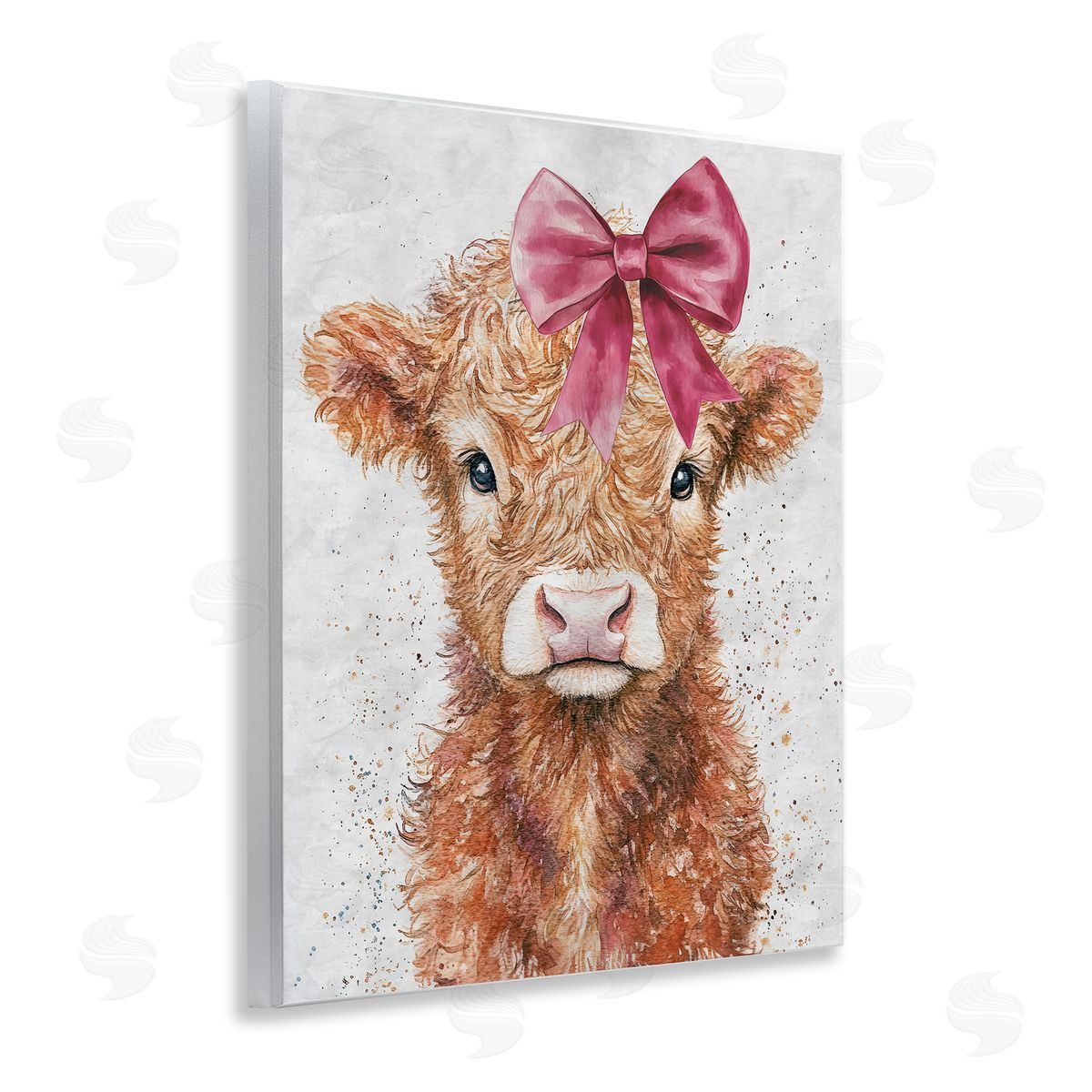 Nina Blue Coquette Highland Cow Canvas Wall Art Print