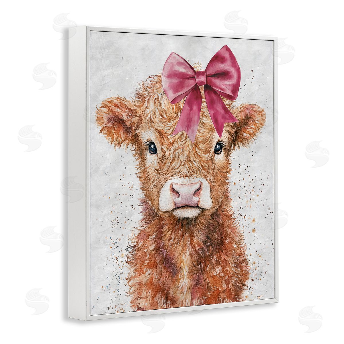 Nina Blue Coquette Highland Cow Canvas Wall Art Print