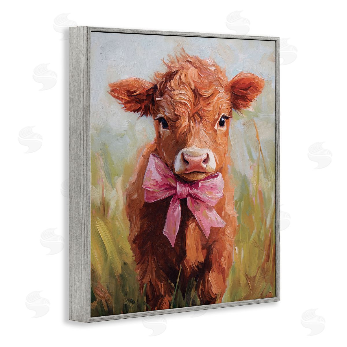 Nina Blue Coquette Trotting Cow Canvas Wall Art Print