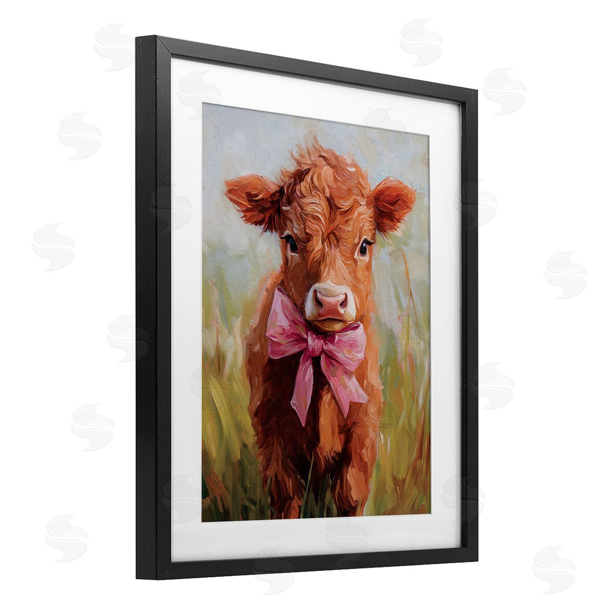 Nina Blue Coquette Trotting Cow Canvas Wall Art Print