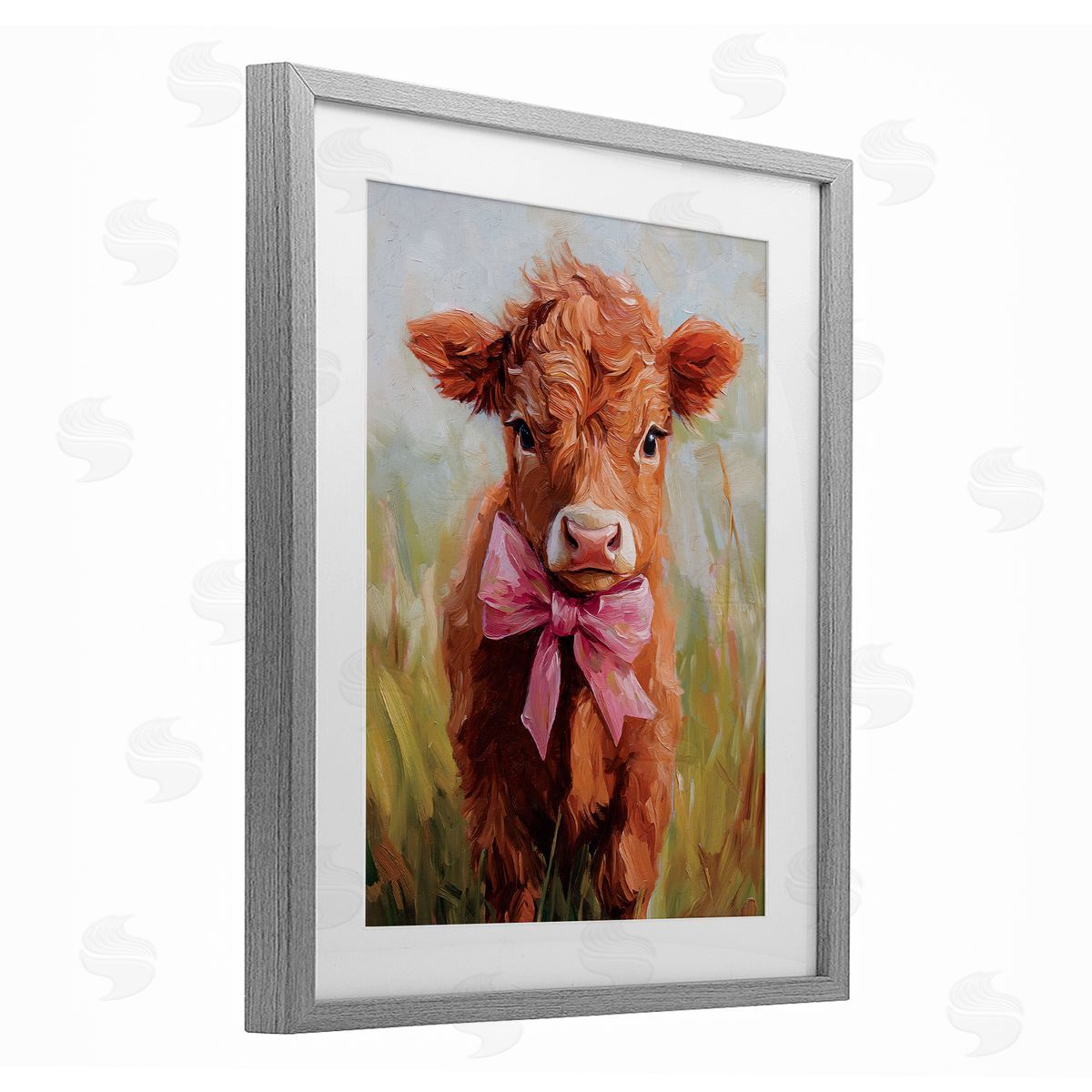 Nina Blue Coquette Trotting Cow Canvas Wall Art Print