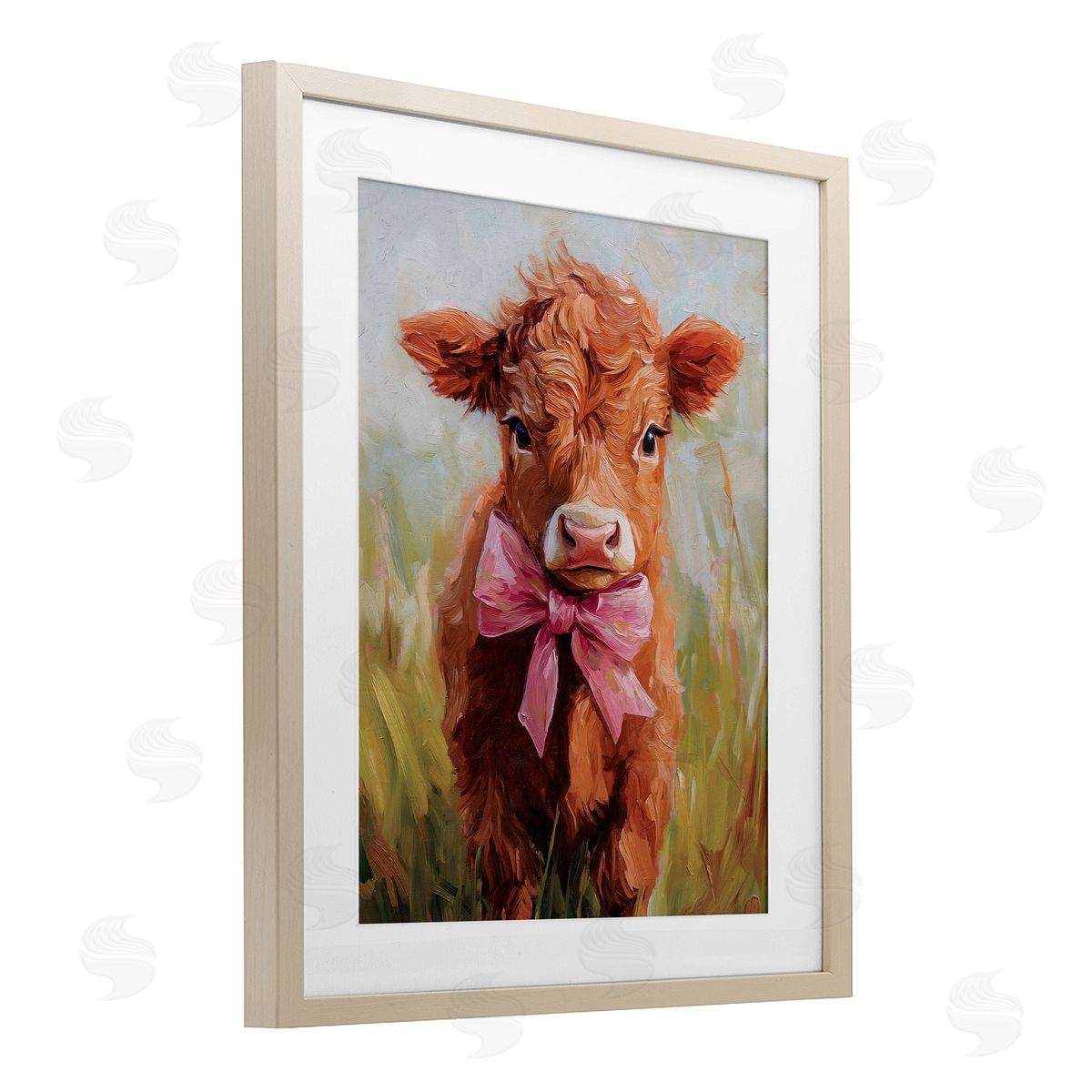 Nina Blue Coquette Trotting Cow Canvas Wall Art Print