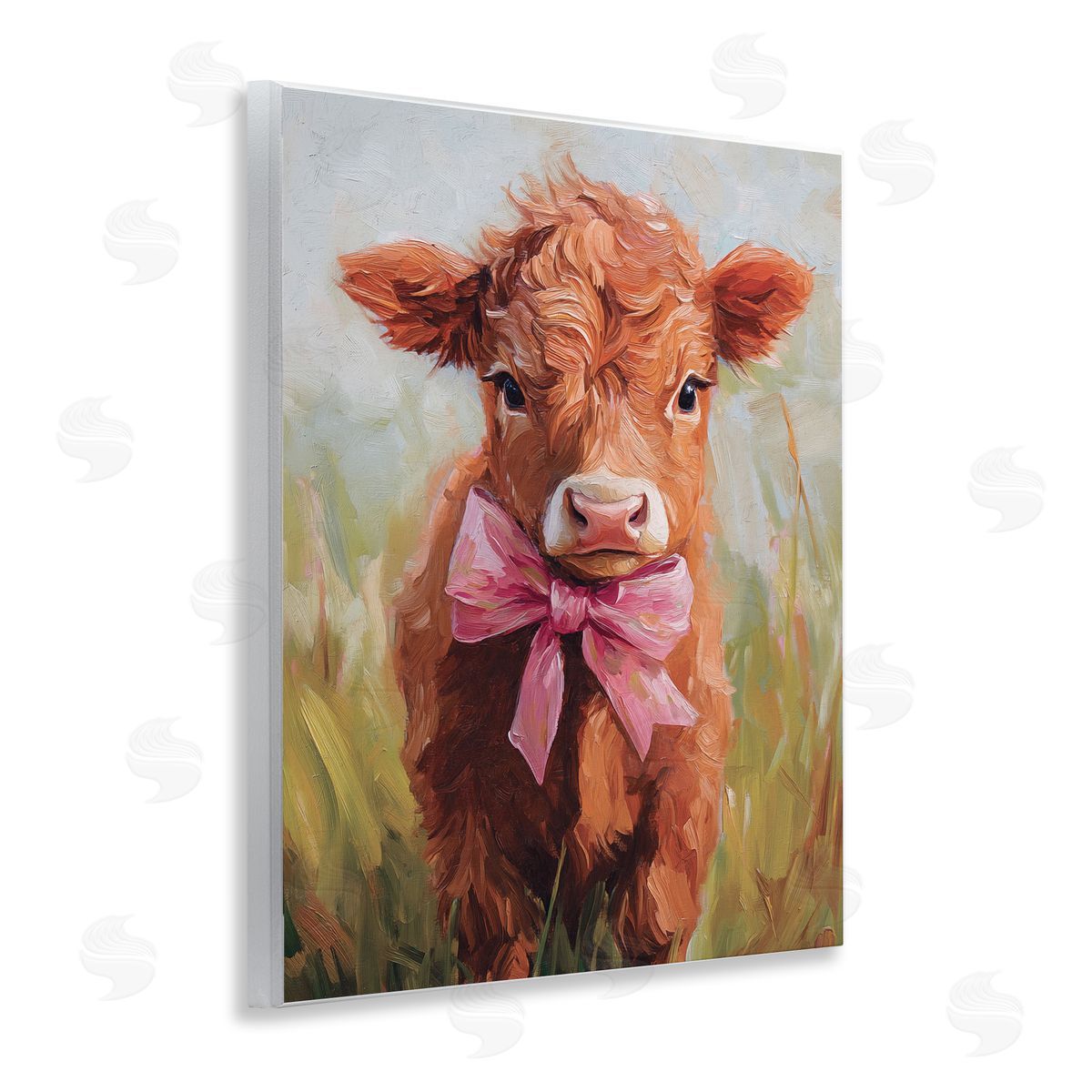 Nina Blue Coquette Trotting Cow Canvas Wall Art Print