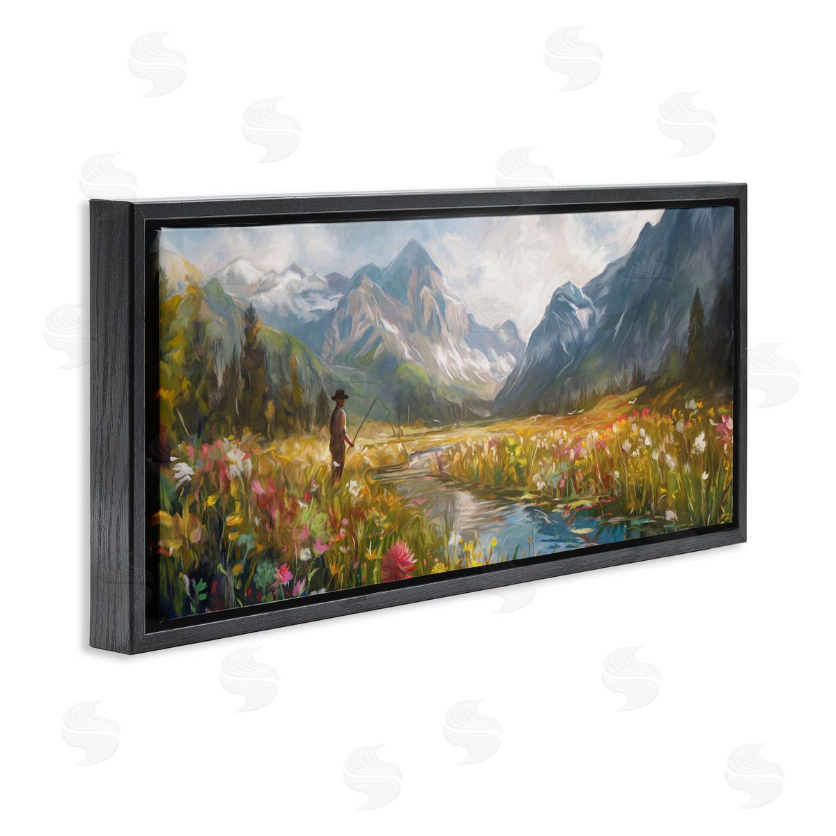 Ramona Murdock Fishing Heaven Between Mountains Canvas Wall Art Print