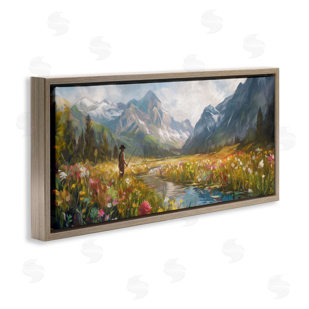 Ramona Murdock Fishing Heaven Between Mountains Canvas Wall Art Print