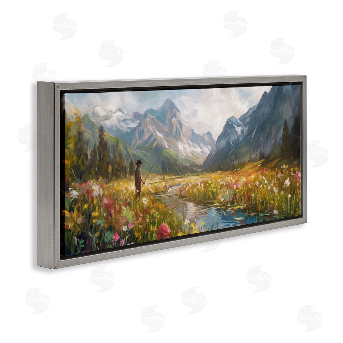Ramona Murdock Fishing Heaven Between Mountains Canvas Wall Art Print