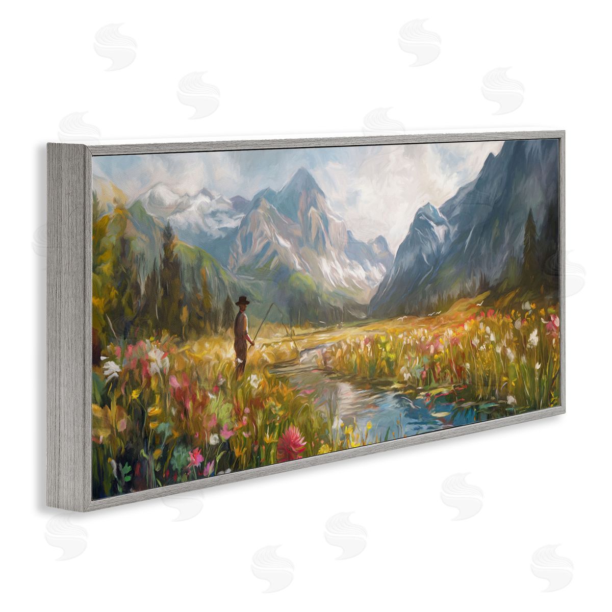 Ramona Murdock Fishing Heaven Between Mountains Canvas Wall Art Print