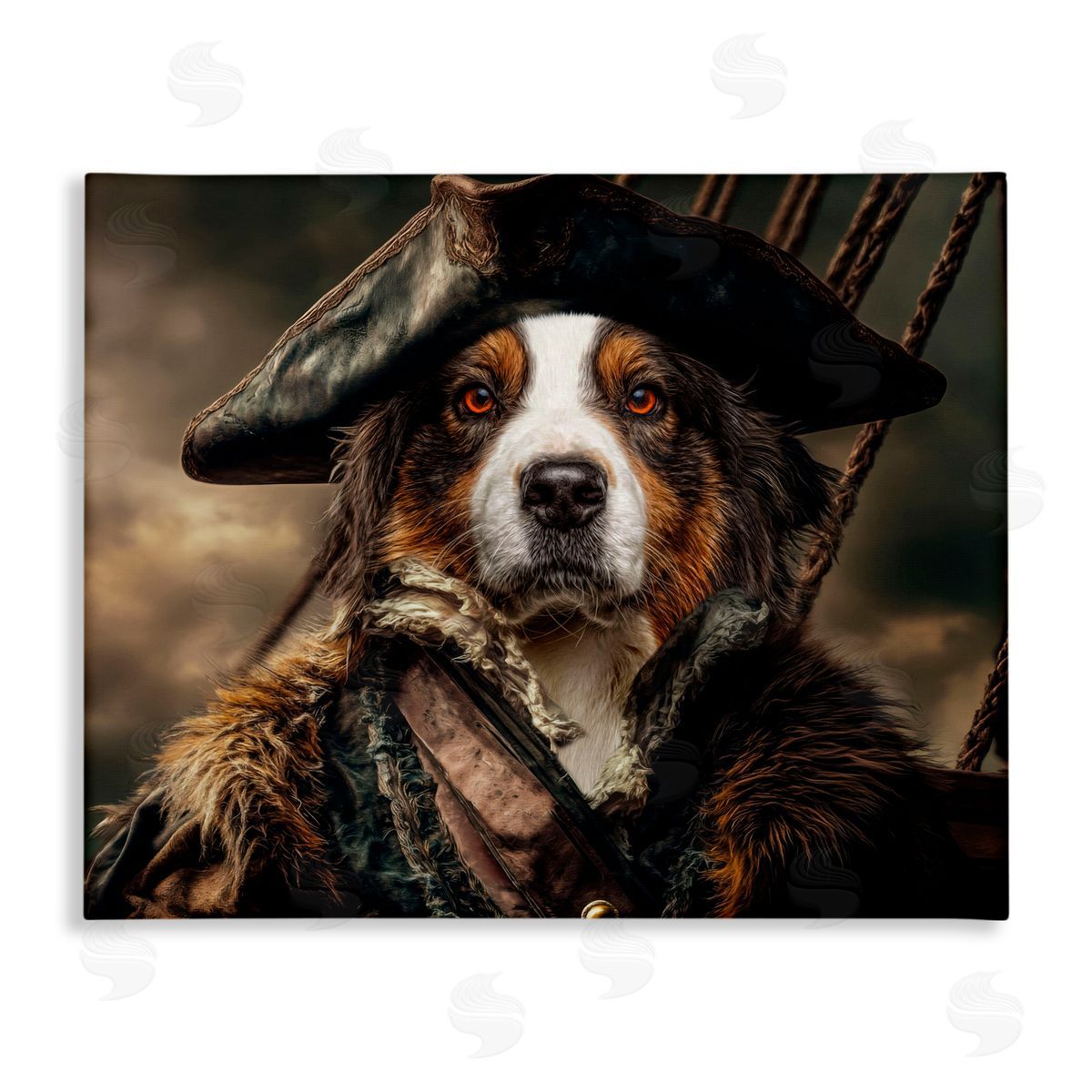 Kelley Parker Barking Buccaneer Pirate Dog Canvas Wall Art Print