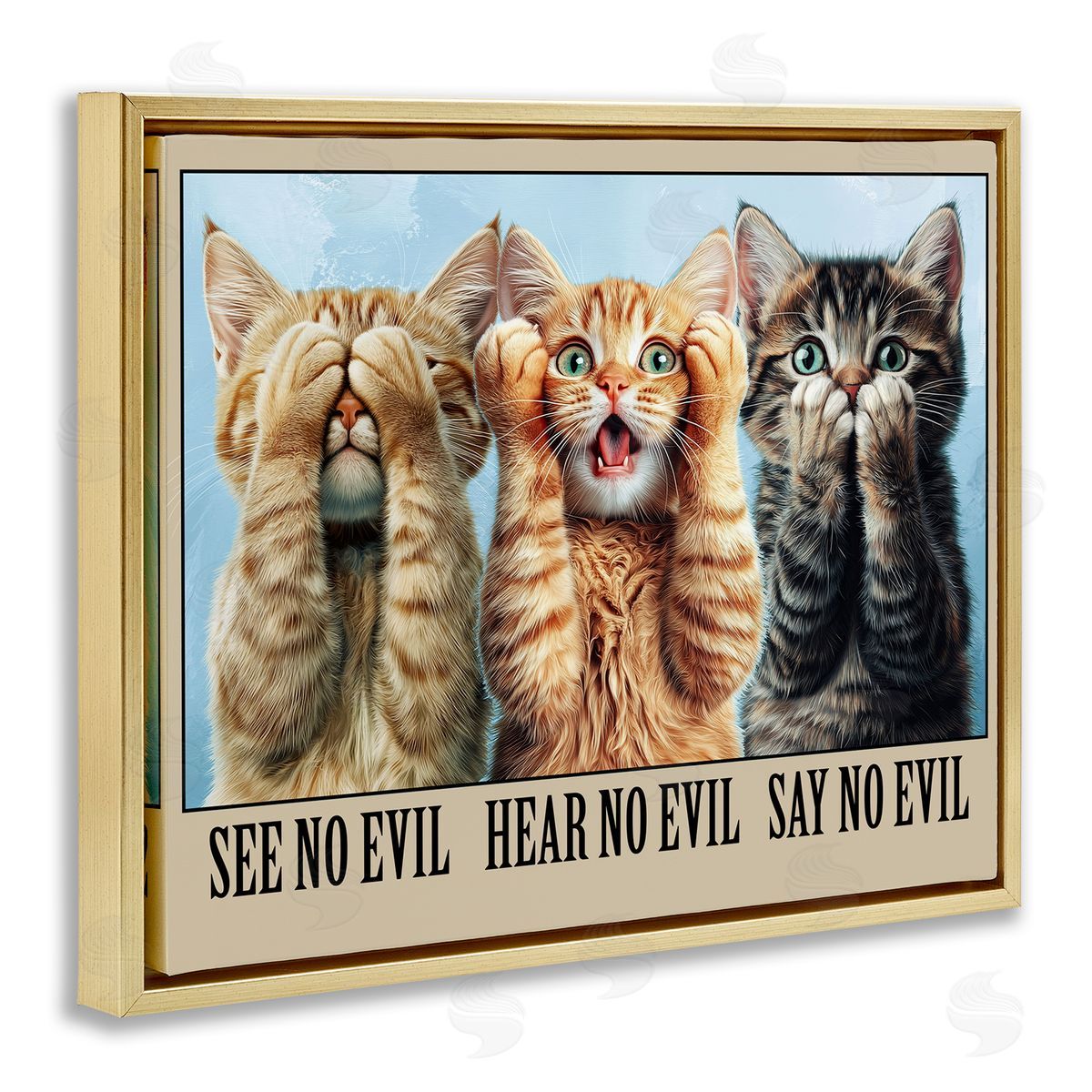 Jim Baldwin See No Evil Cats Canvas Wall Art Print