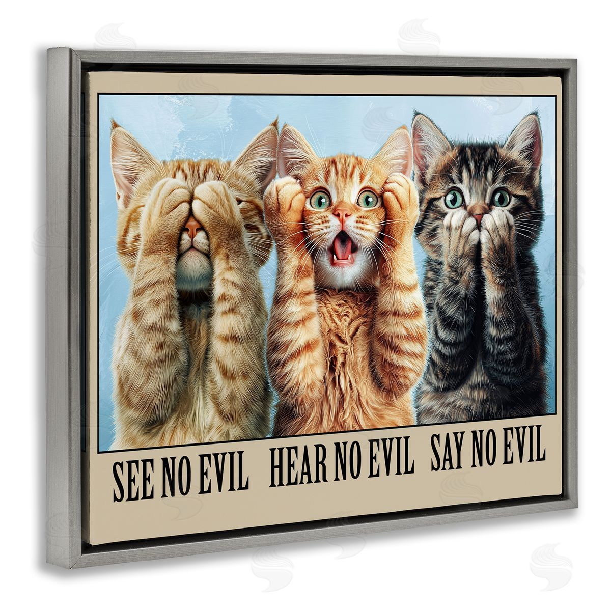 Jim Baldwin See No Evil Cats Canvas Wall Art Print