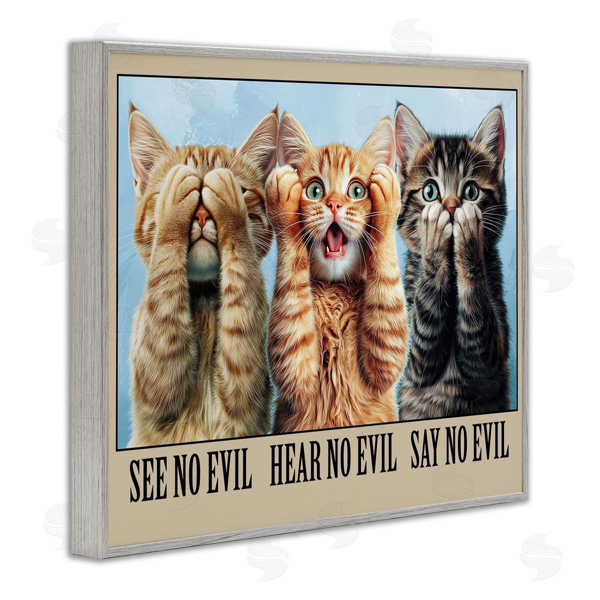 Jim Baldwin See No Evil Cats Canvas Wall Art Print