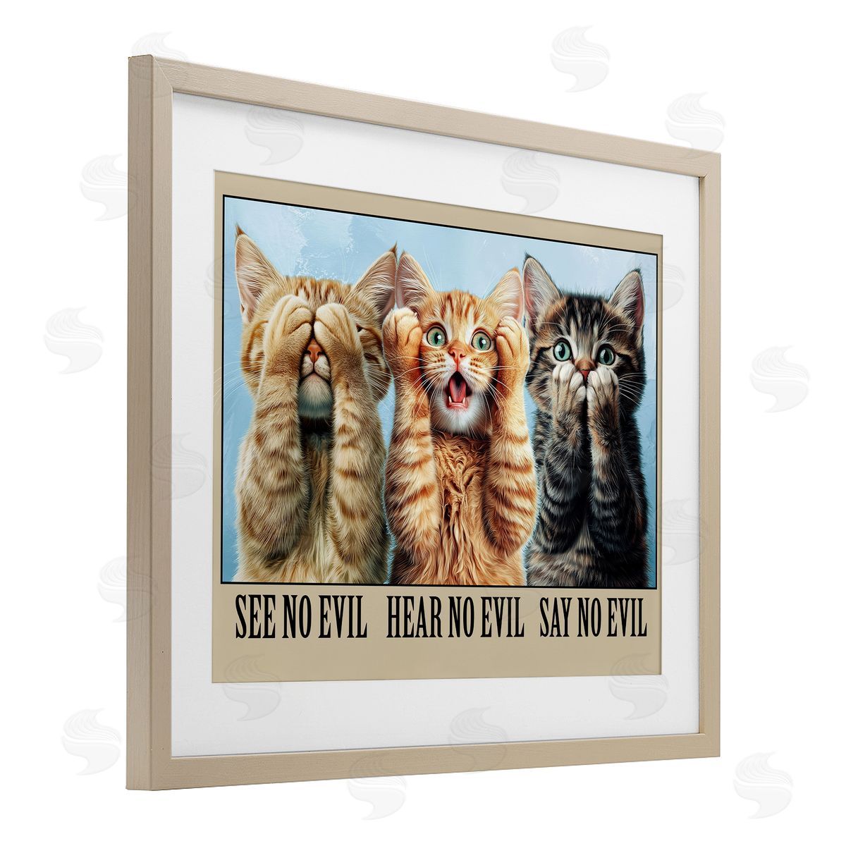 Jim Baldwin See No Evil Cats Canvas Wall Art Print