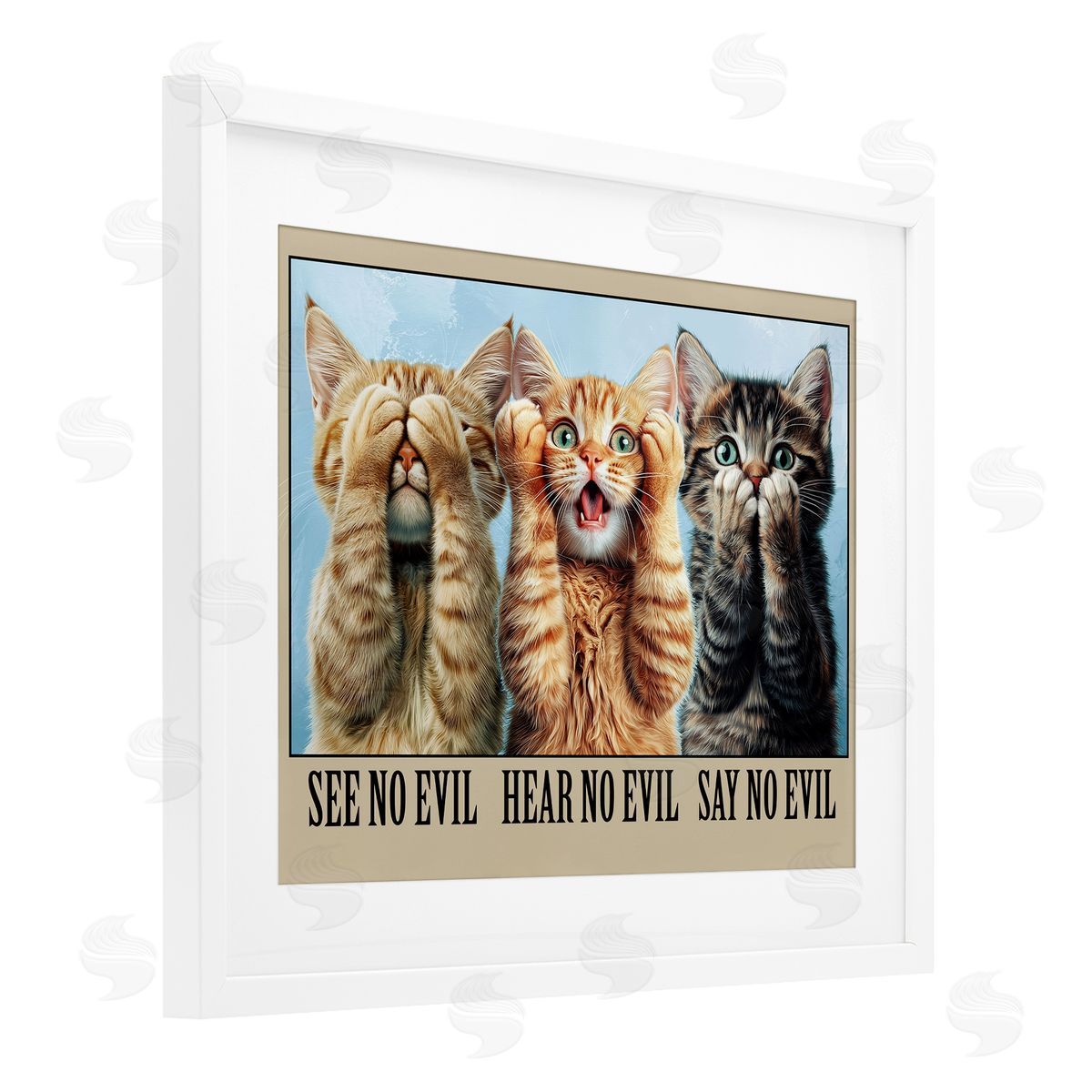 Jim Baldwin See No Evil Cats Canvas Wall Art Print