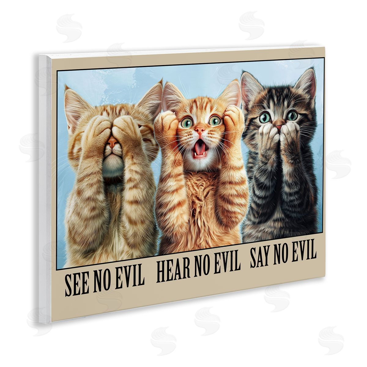Jim Baldwin See No Evil Cats Canvas Wall Art Print