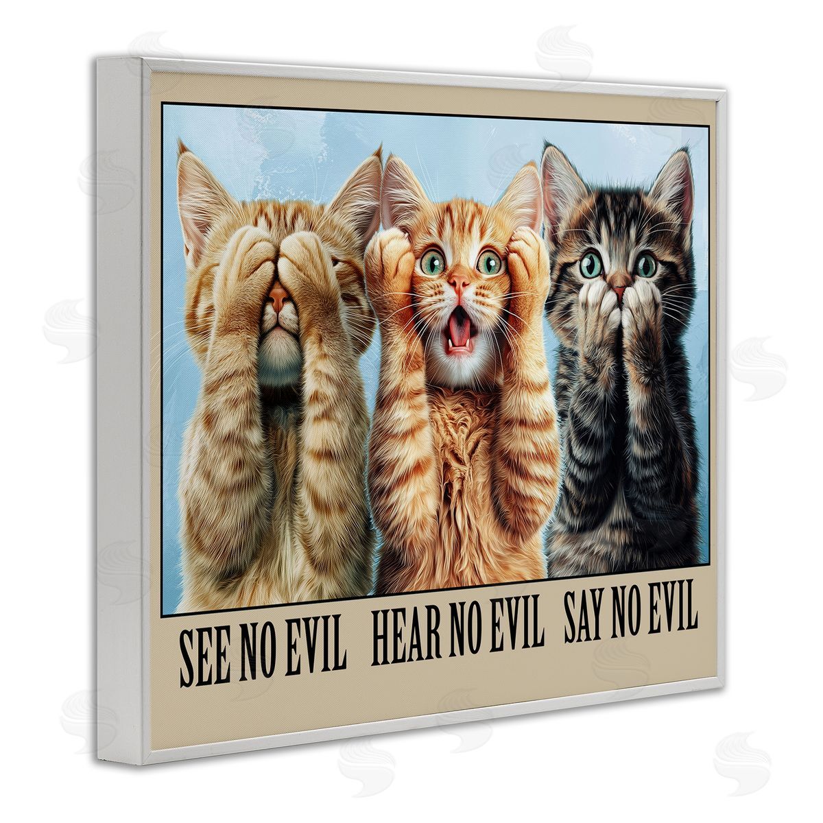 Jim Baldwin See No Evil Cats Canvas Wall Art Print