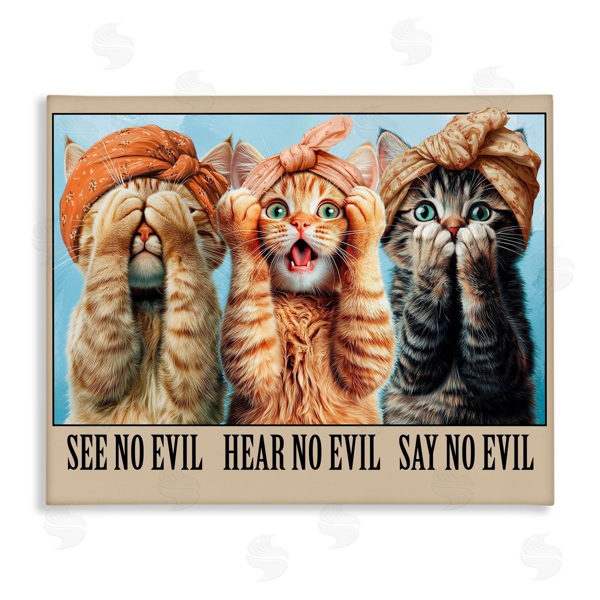 Jim Baldwin Speak No Evil Cats Canvas Wall Art Print