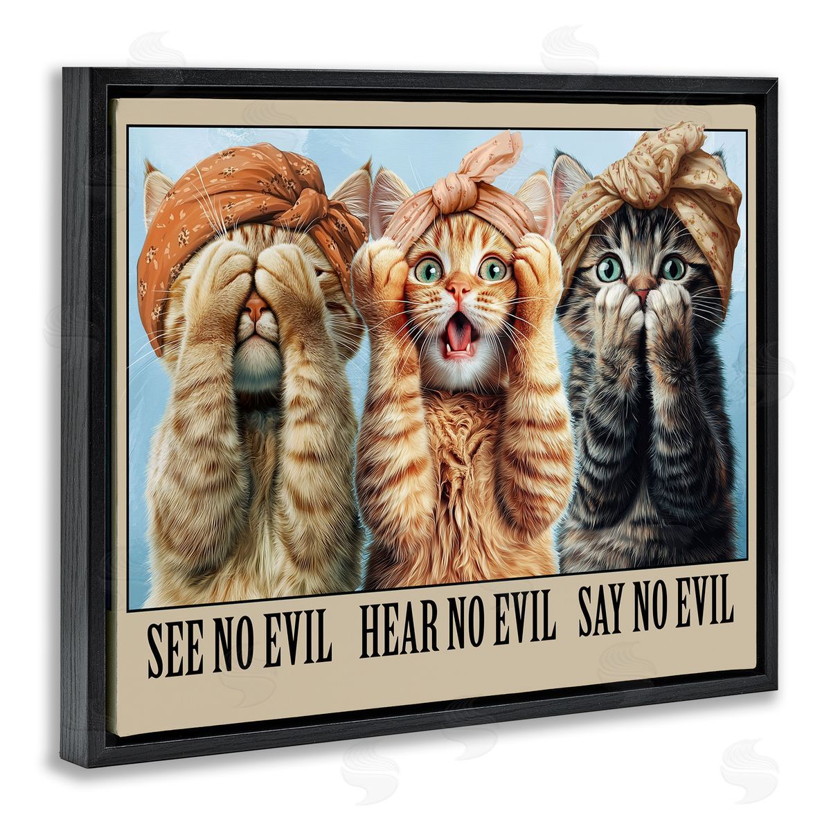 Jim Baldwin Speak No Evil Cats Canvas Wall Art Print