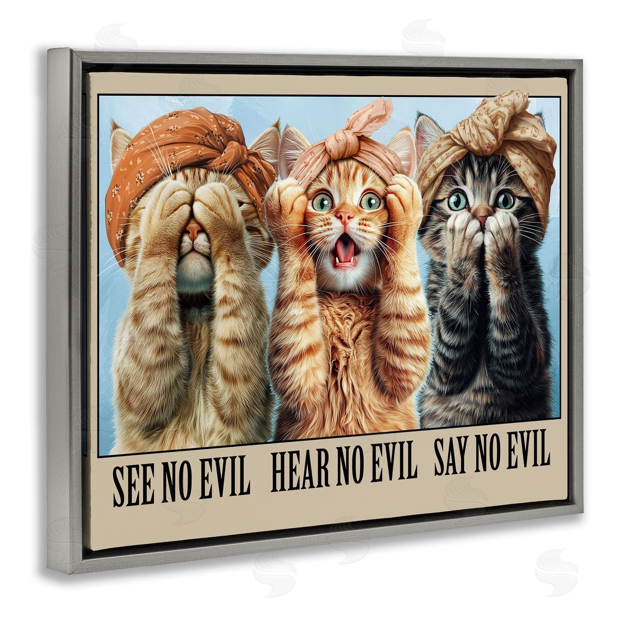 Jim Baldwin Speak No Evil Cats Canvas Wall Art Print
