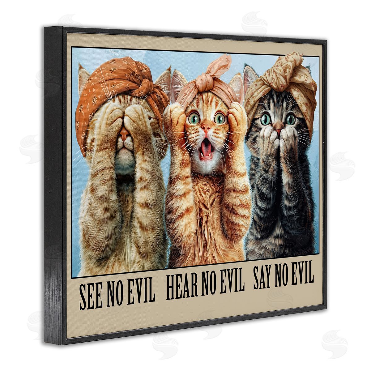 Jim Baldwin Speak No Evil Cats Canvas Wall Art Print