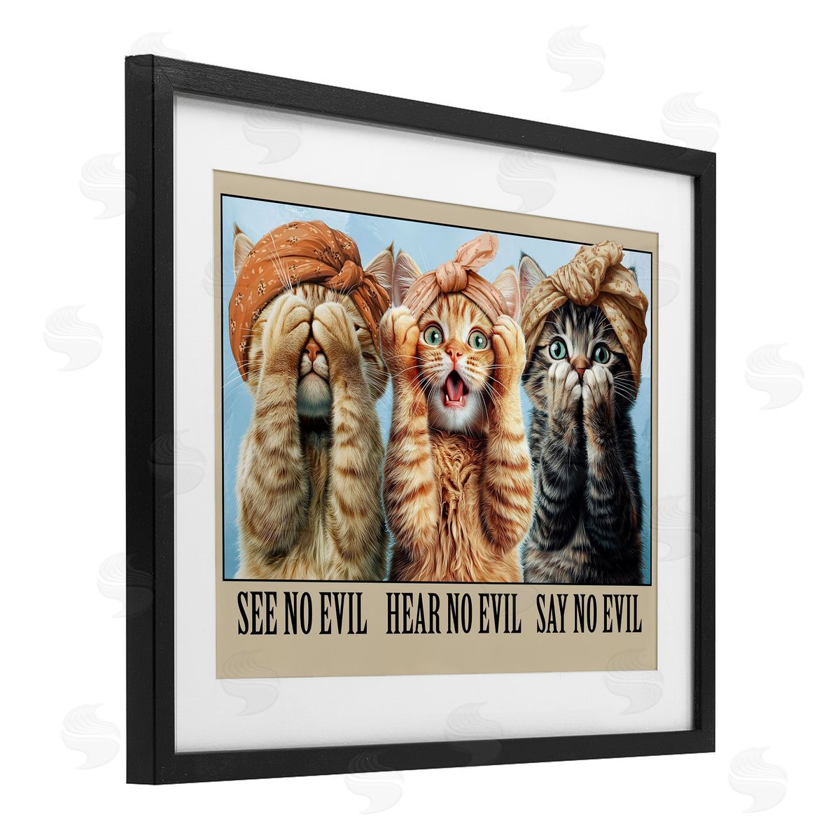 Jim Baldwin Speak No Evil Cats Canvas Wall Art Print