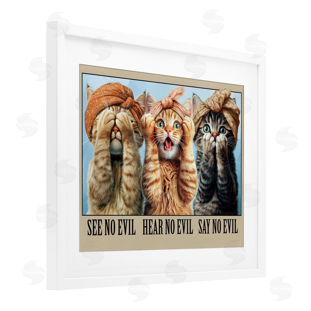 Jim Baldwin Speak No Evil Cats Canvas Wall Art Print