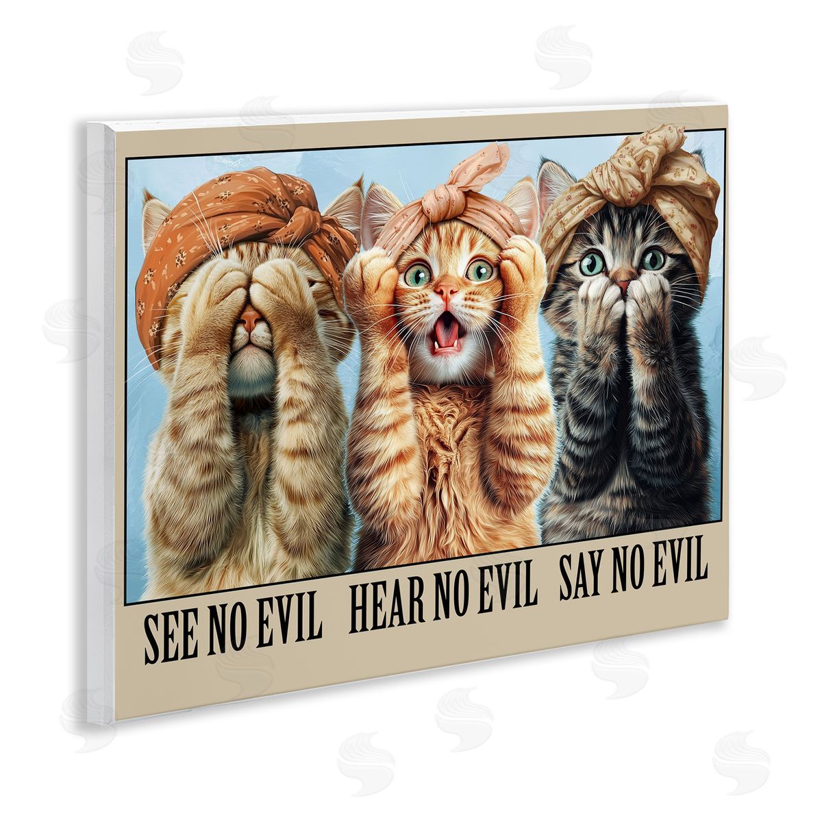 Jim Baldwin Speak No Evil Cats Canvas Wall Art Print