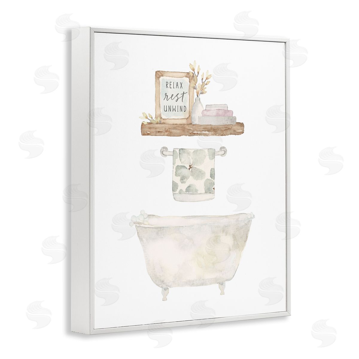 Blue Chair Blessing Relax Unwind Minimal Bath Canvas Wall Art Print