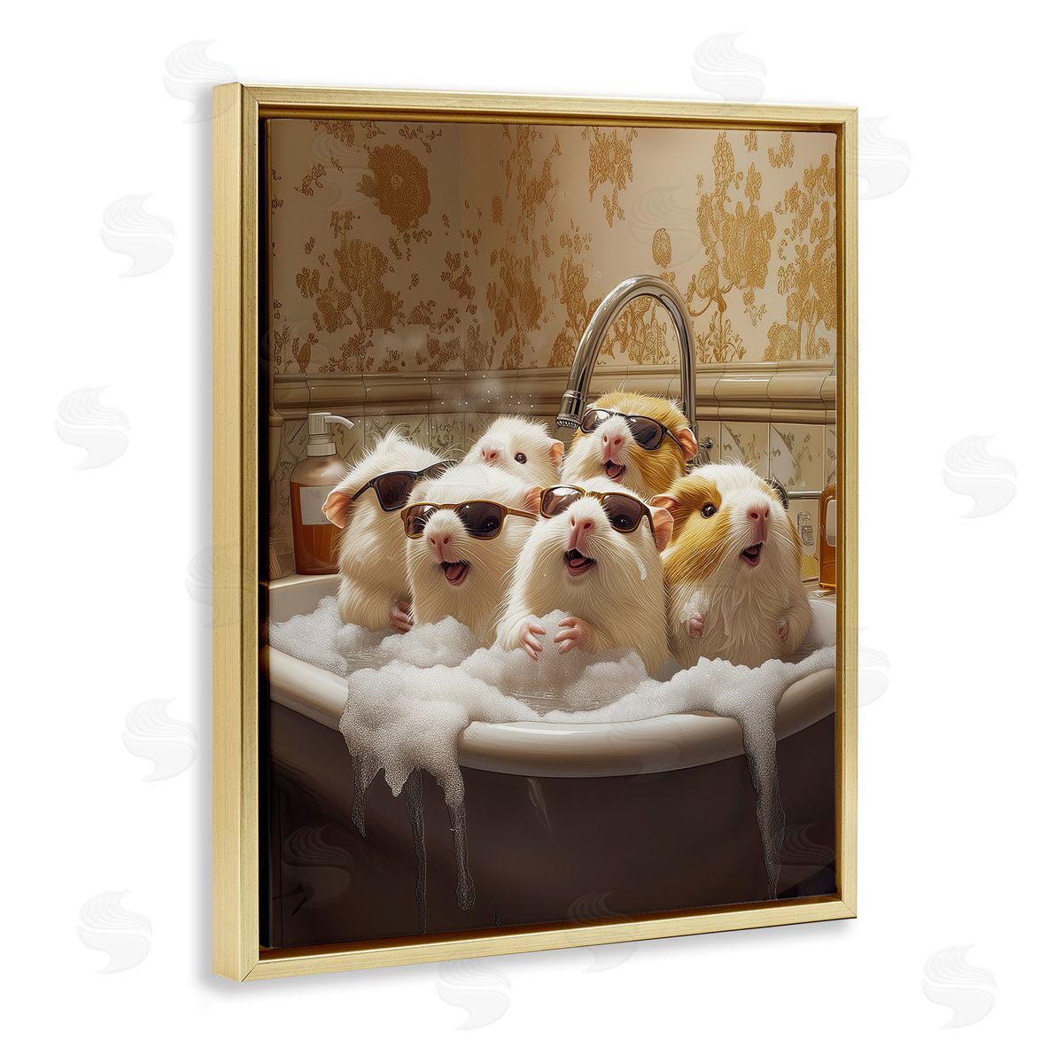 Jim Baldwin Guinea Pigs in Bubble Bath Canvas Wall Art Print