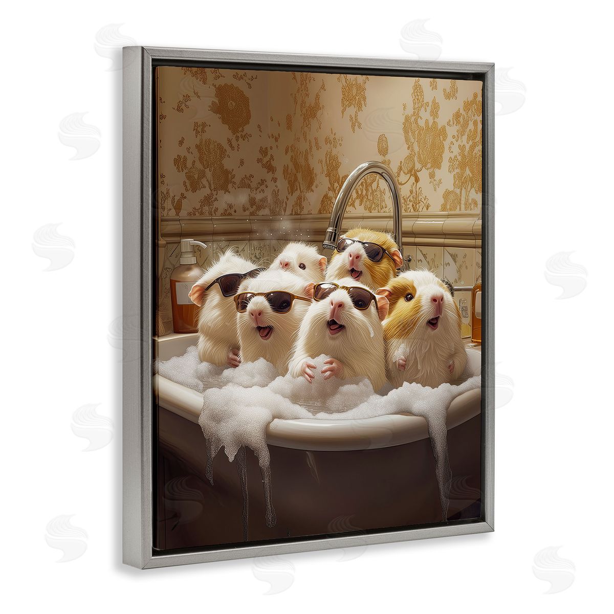 Jim Baldwin Guinea Pigs in Bubble Bath Canvas Wall Art Print
