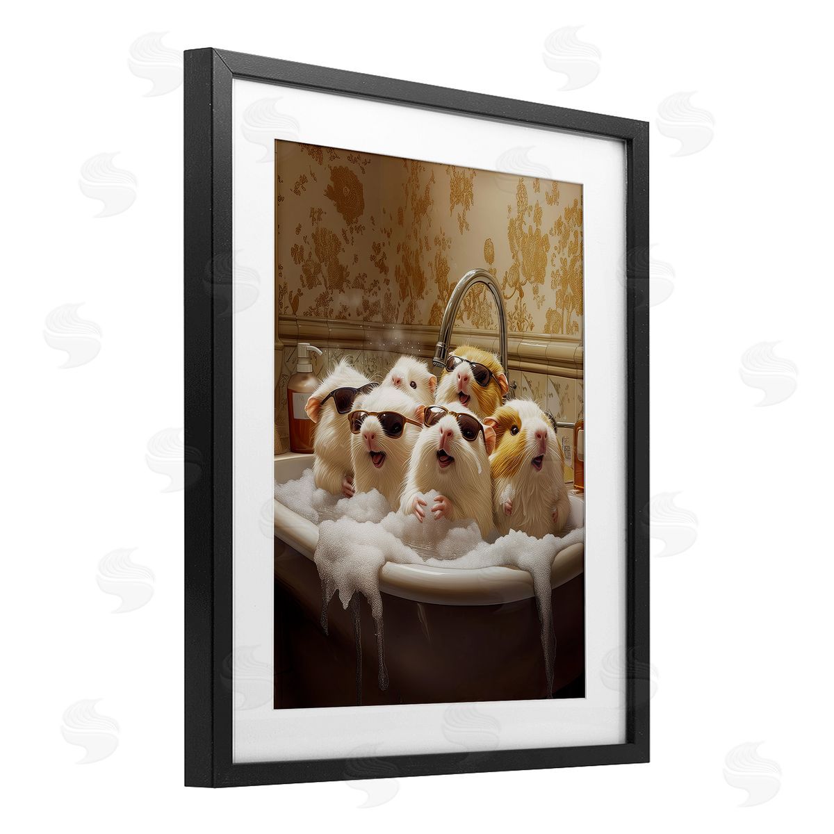 Jim Baldwin Guinea Pigs in Bubble Bath Canvas Wall Art Print