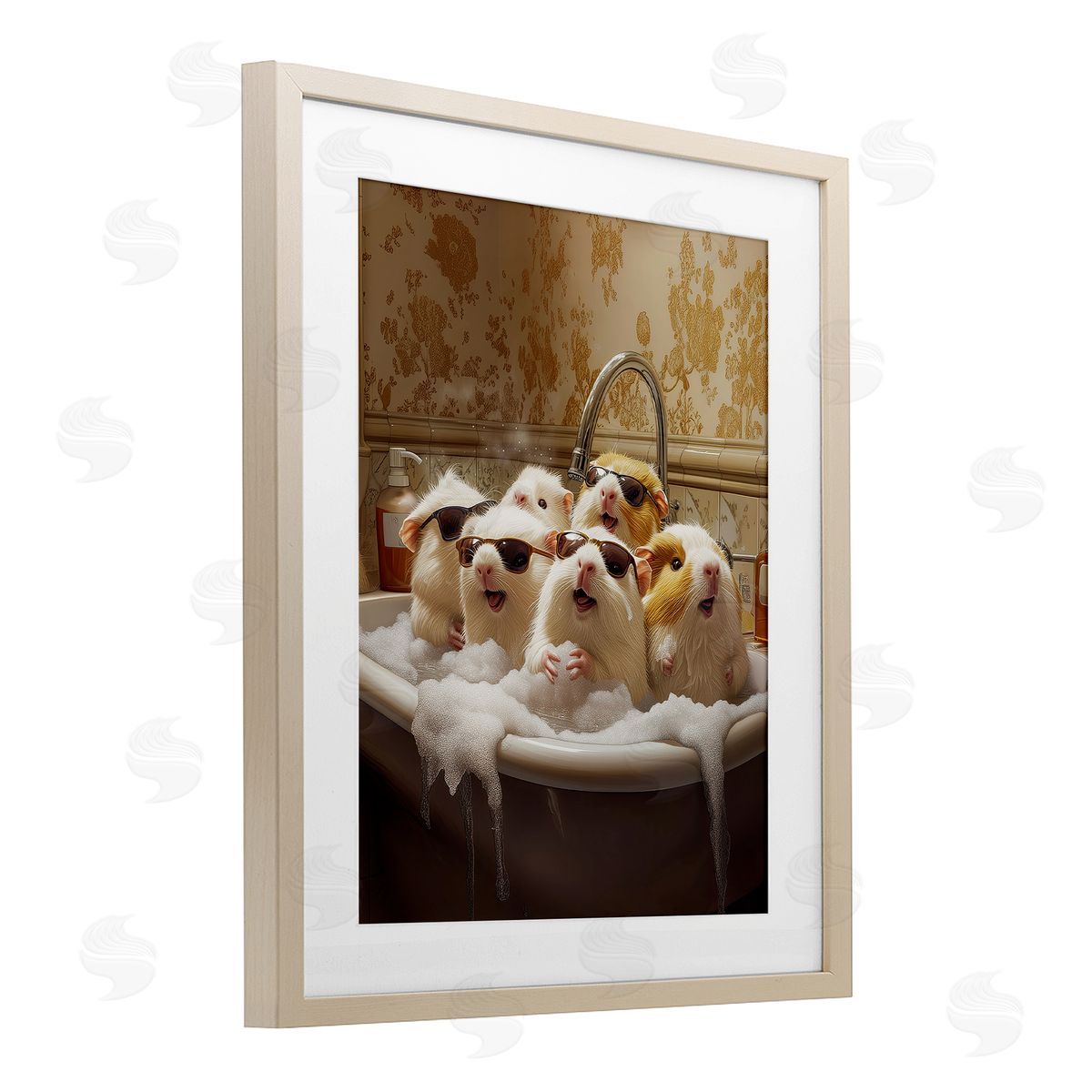 Jim Baldwin Guinea Pigs in Bubble Bath Canvas Wall Art Print
