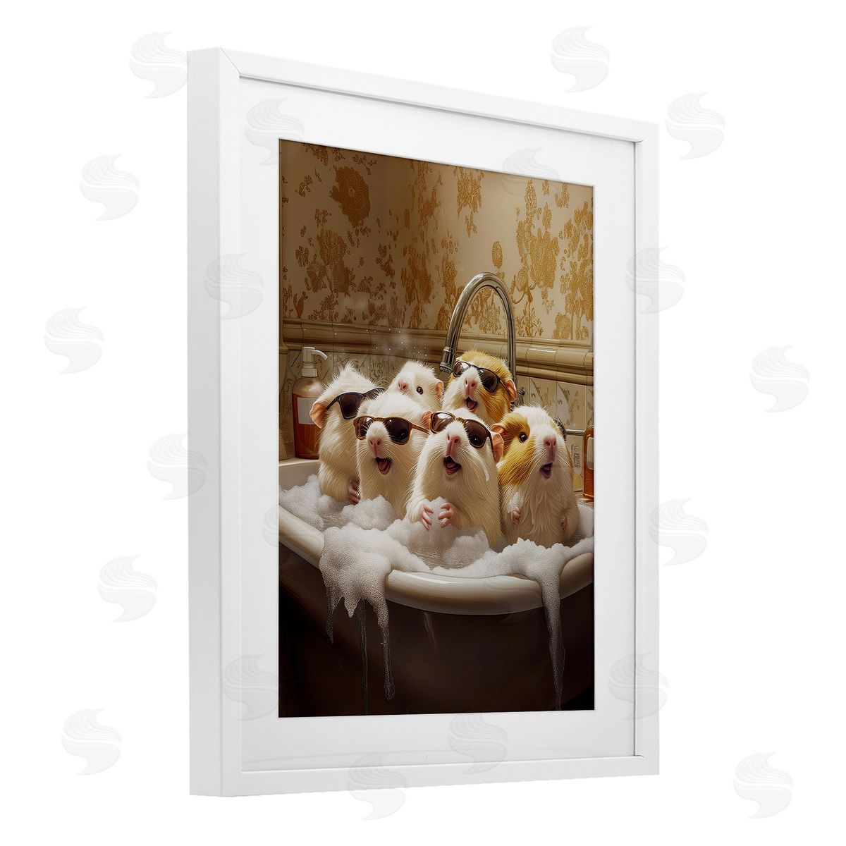 Jim Baldwin Guinea Pigs in Bubble Bath Canvas Wall Art Print