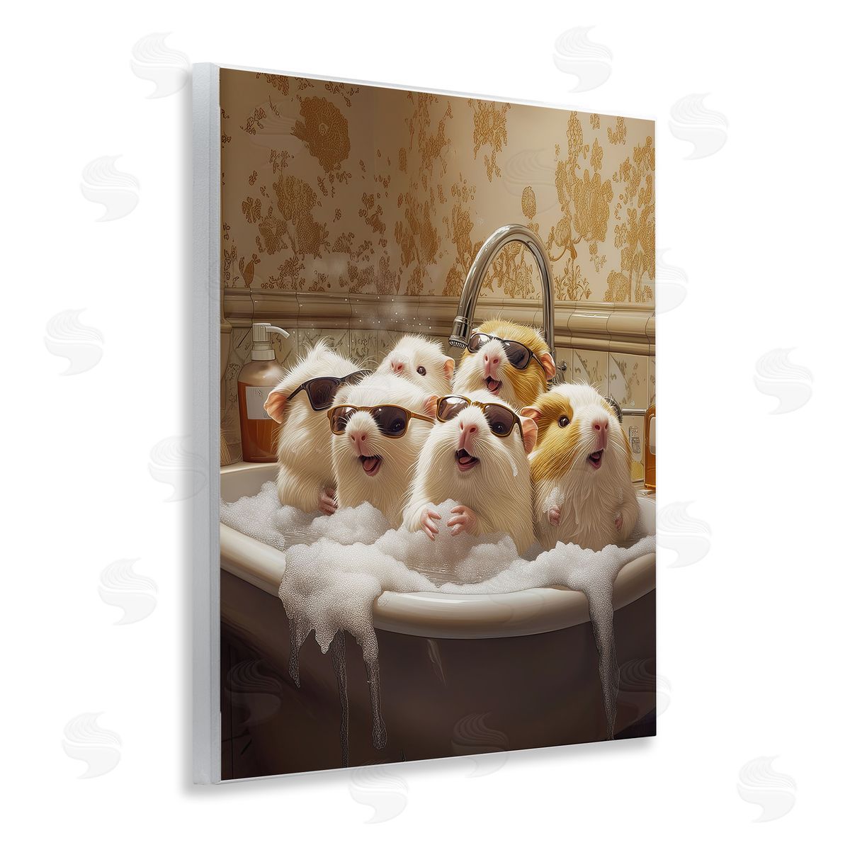 Jim Baldwin Guinea Pigs in Bubble Bath Canvas Wall Art Print